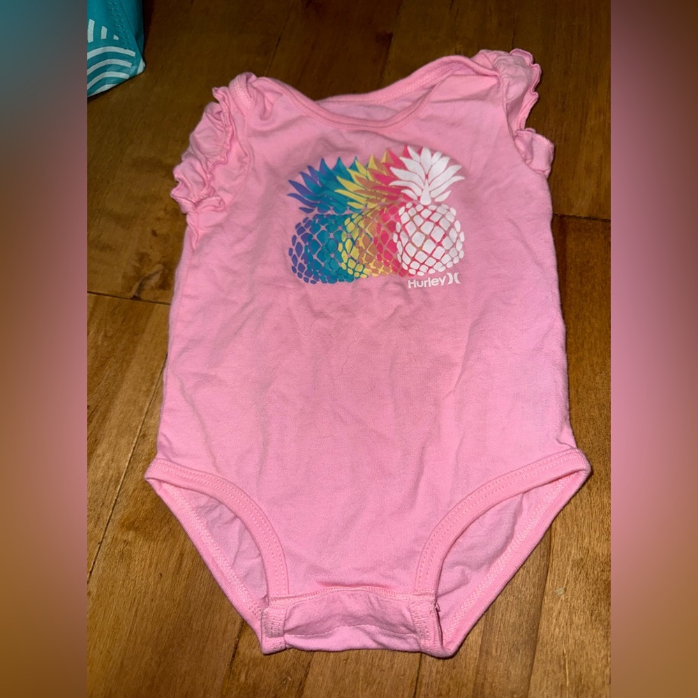 Hurley Pink Kids Bodysuit with Colorful Pineapple